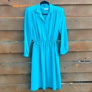 Vintage mint color Bonnell silky dress made in USA